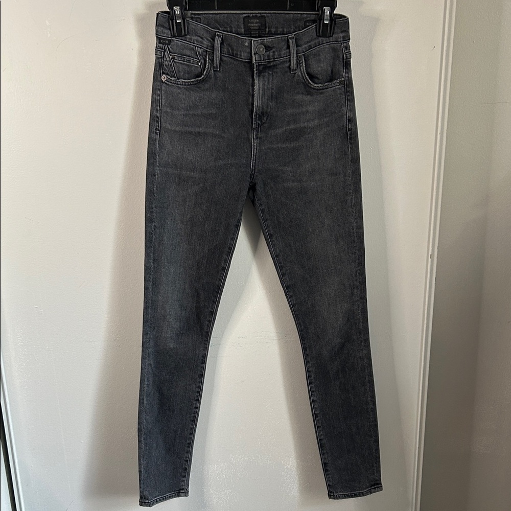 Citizens of Humanity Rocket Ankle High-Rise Skinny Jeans - Dark Gray/Black Wash